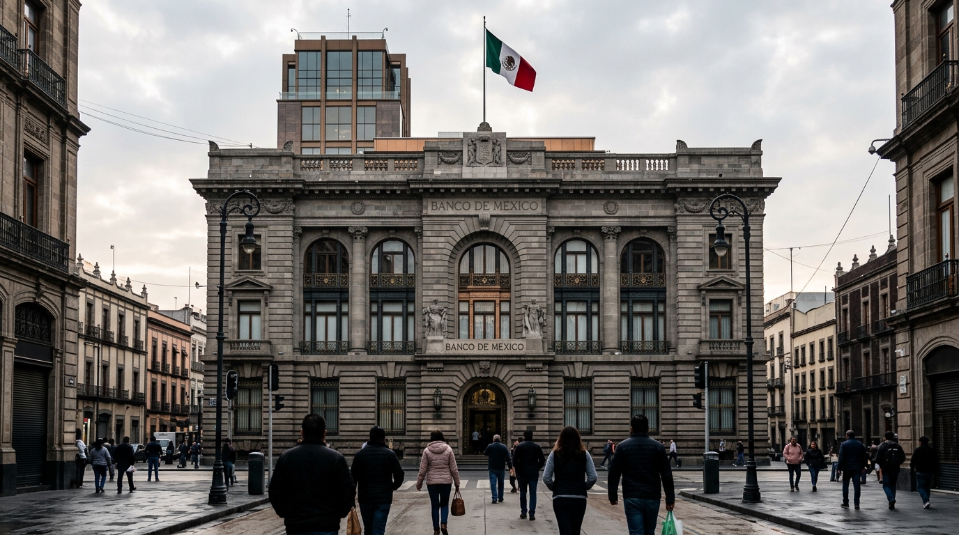 Fachada del Banco de México, sede de la previsión PIB México 2026