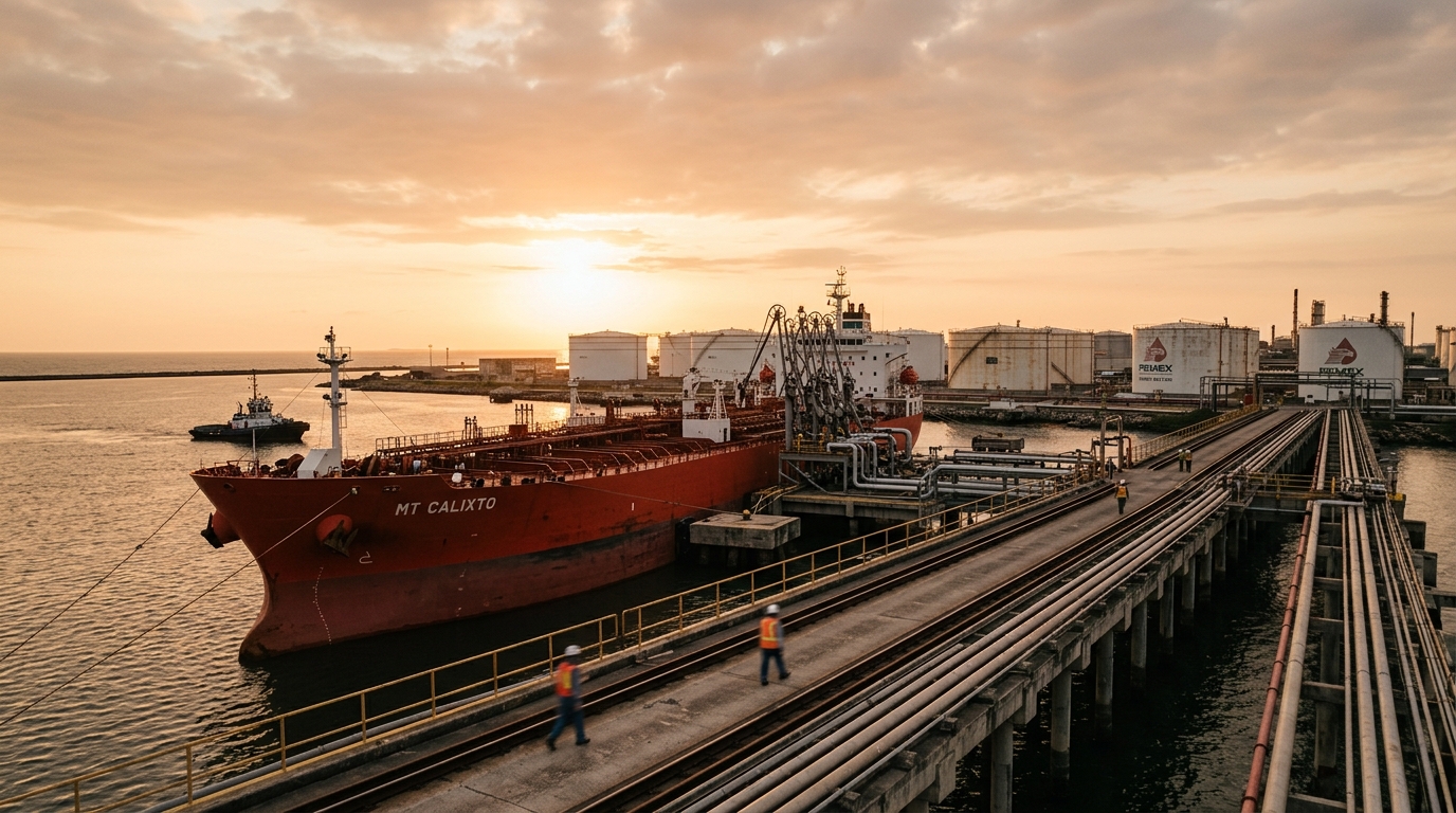 Buque tanquero y terminal petrolera, envíos de crudo a Cuba en pausa